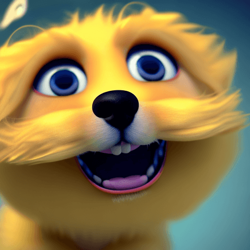 3d yellow smiling puppy generated by Xinva AI