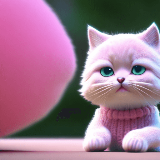 a cute little cat with a pink sweater - 3D render